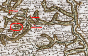 situation du village d ela Herptière sur la carte de cassini