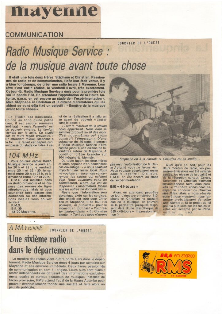 Article du Courrier de l'Ouest d'avril 1984 